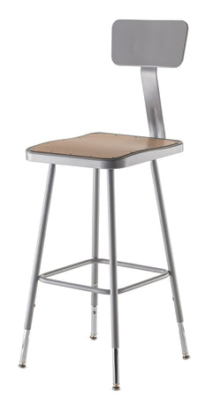 NPS 25" - 33" H Adjustable Square Stool with Backrest (National Public Seating NPS-6324HB)