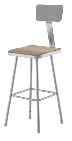 NPS 30" H Square Stool with Hardboard Seat & Backrest (National Public Seating NPS-6330B)