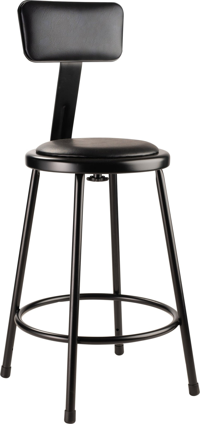 NPS 24" H Heavy Duty Steel Stool with Padded Seat and Backrest (National Public Seating NPS-6424B) - SchoolOutlet