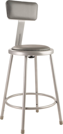 NPS 24" H Heavy Duty Steel Stool with Padded Seat and Backrest (National Public Seating NPS-6424B)