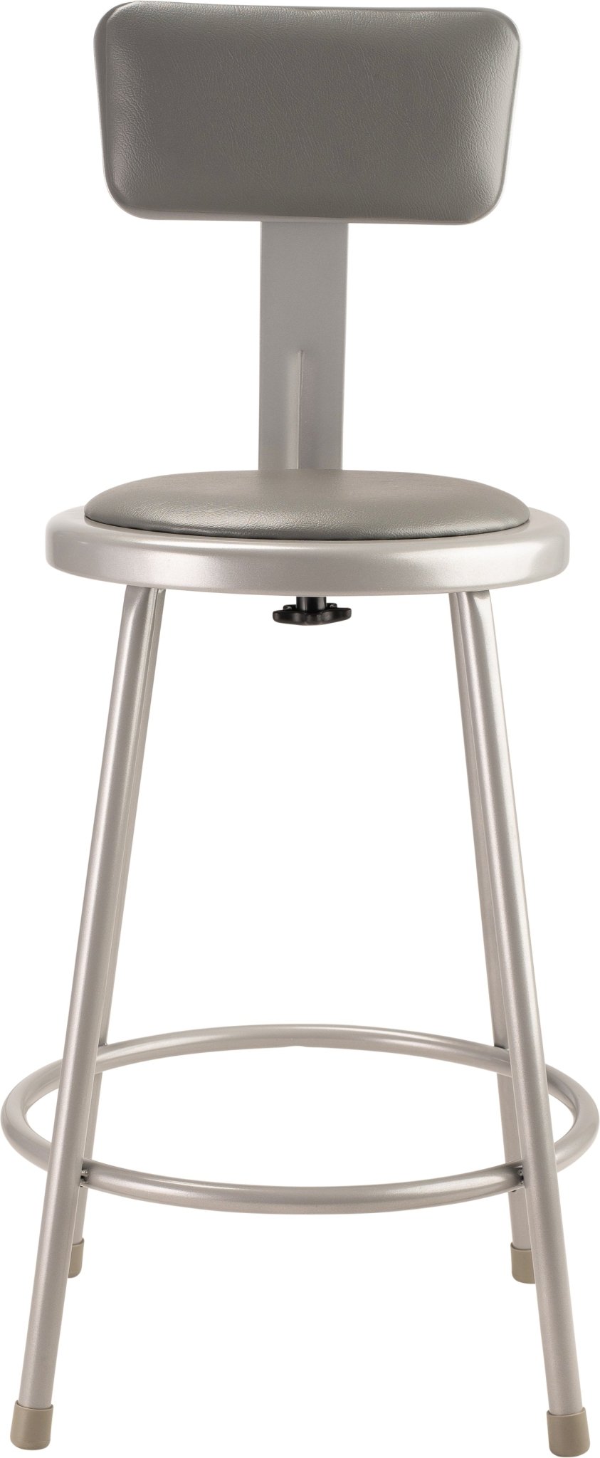 NPS 24" H Heavy Duty Steel Stool with Padded Seat and Backrest (National Public Seating NPS-6424B) - SchoolOutlet