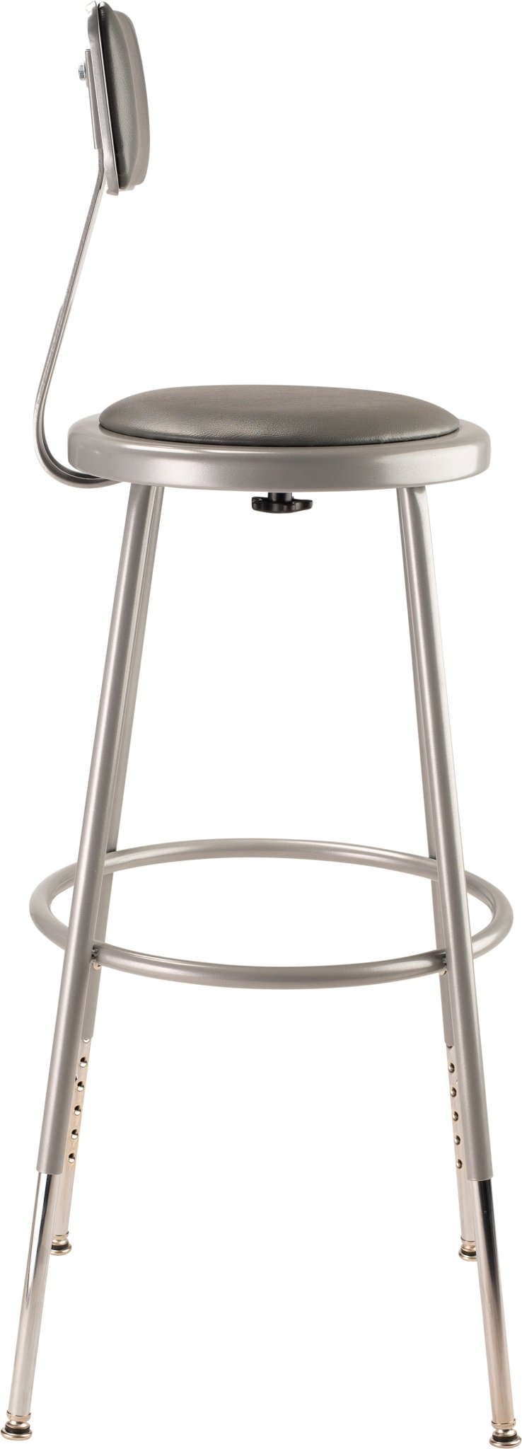 NPS 25" - 33" H Heavy Duty Adjustable Height Steel Stool with Padded Seat and Backrest (National Public Seating NPS-6424HB) - SchoolOutlet