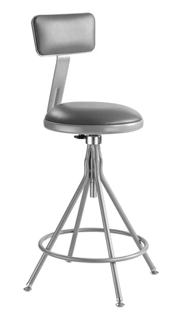 NPS 24" - 30" Height Adjustable Heavy Duty Vinyl Padded Swivel Steel Stool With Backrest (National Public Seating NPS-6524HB)