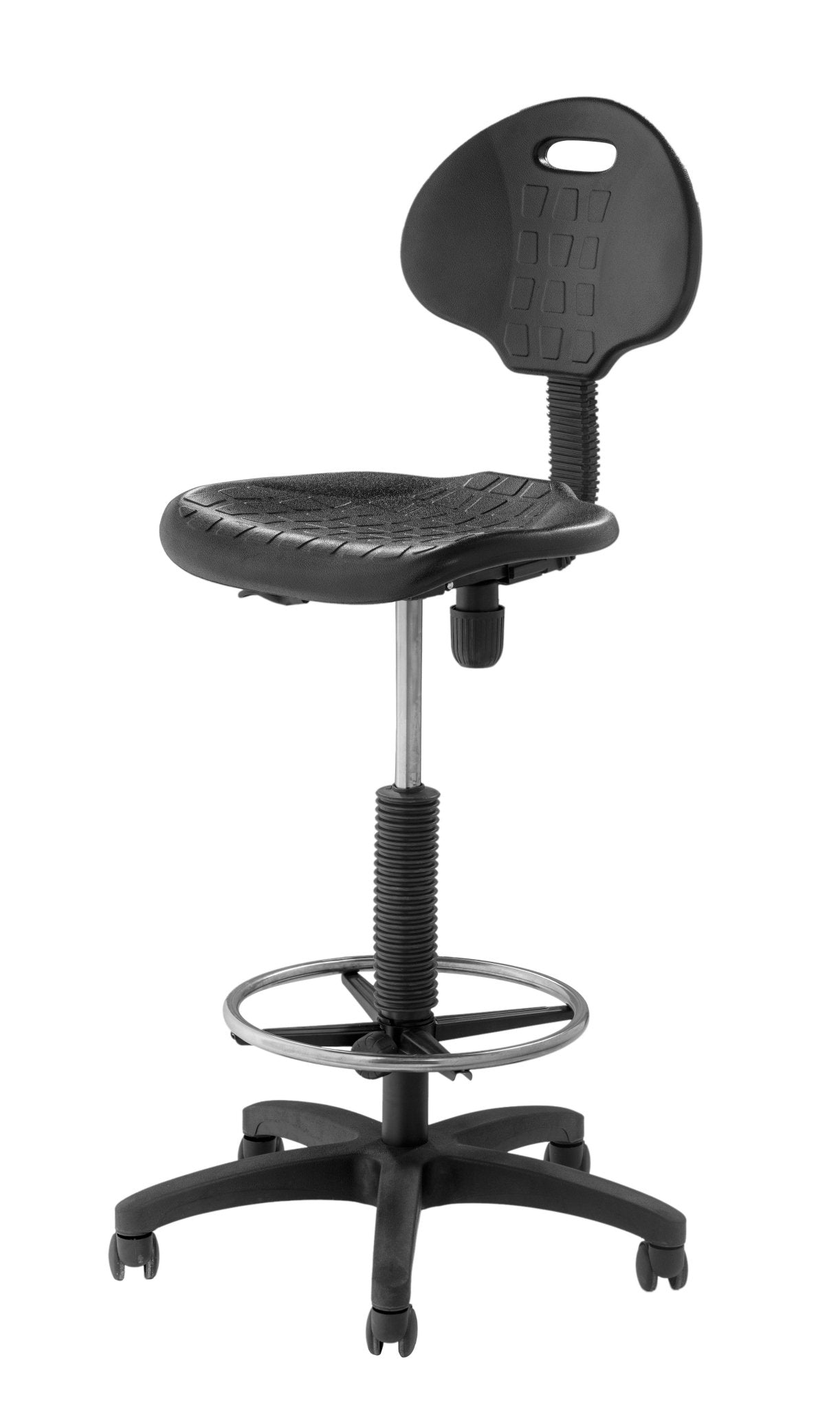 Lab and Science Shop Stool Polyurethane Seat and Backrest adjusts 22" - 32" H - for Offices, Classrooms, Science and STEM Labs (National Public Seating NPS-6722HB) - SchoolOutlet