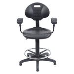 NPS Kangaroo Shop Stool Polyurethane Seat and Backrest with Arms adjusts 22