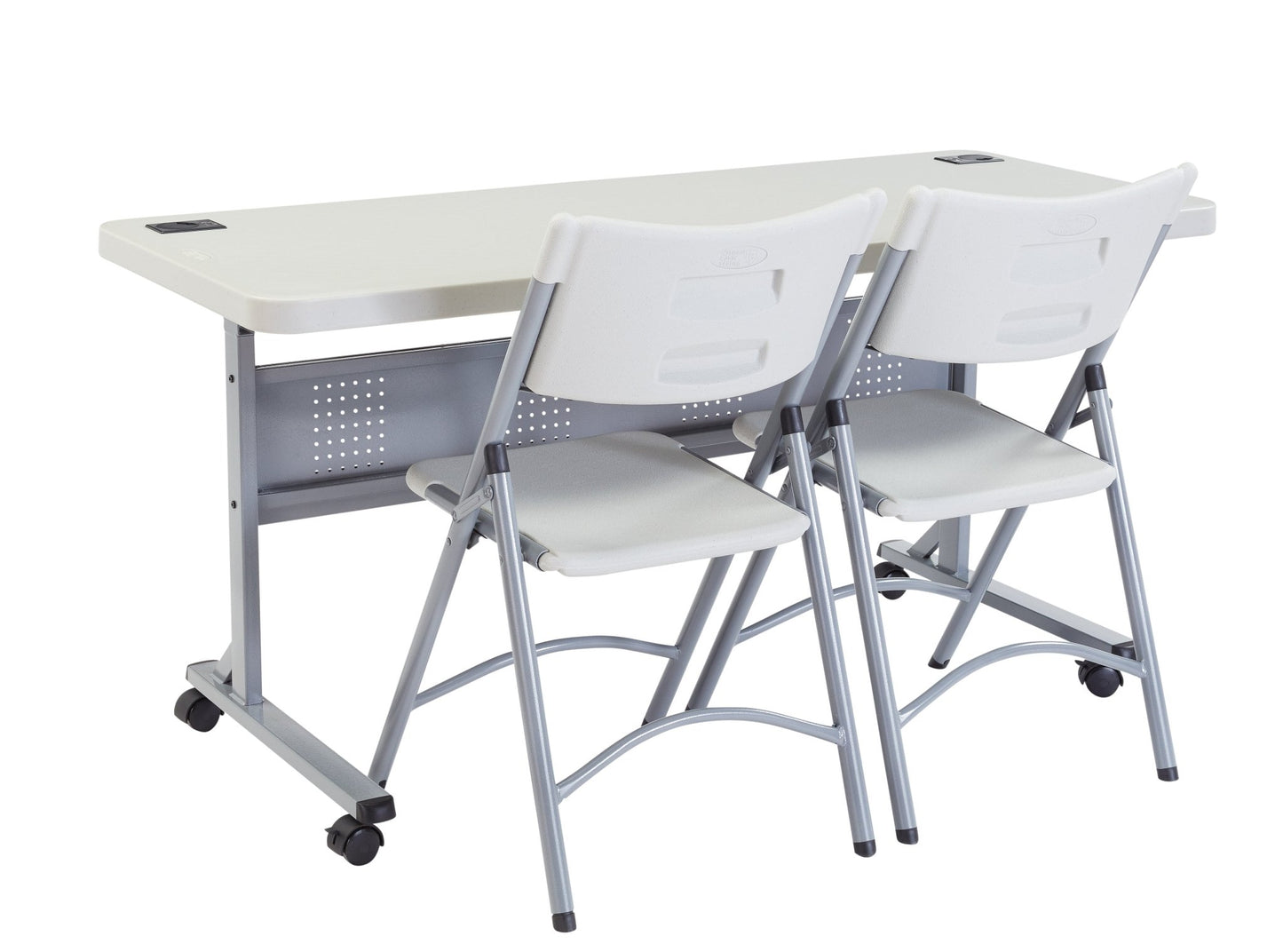 NPS Plastic Flip-N-Store Training Table 24"W x 60"L (National Public Seating BPFT-2460) - SchoolOutlet