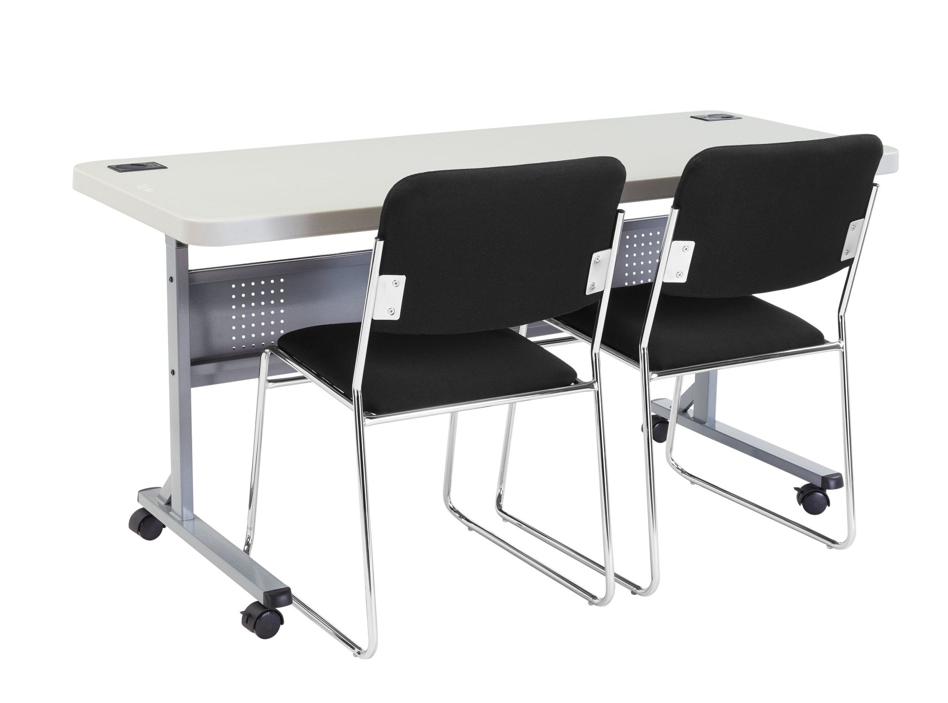 NPS Plastic Flip-N-Store Training Table 24"W x 60"L (National Public Seating BPFT-2460) - SchoolOutlet