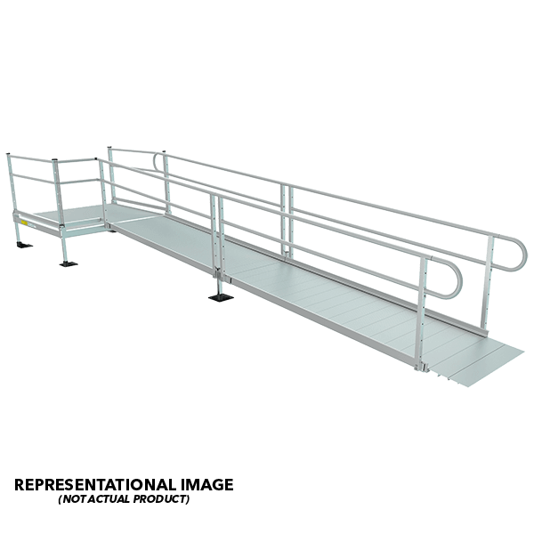 NPS 24" ADA Ramp for stage, 24' with 5x8 platform (National Public Seating NPS-CH011124B) - SchoolOutlet