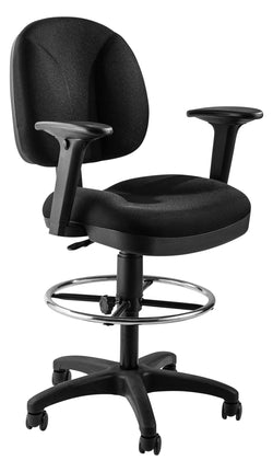 NPS Comfort Task Stool with Arms, 24.5" - 34.5" Height (National Public Seating NPS-CTS-A)