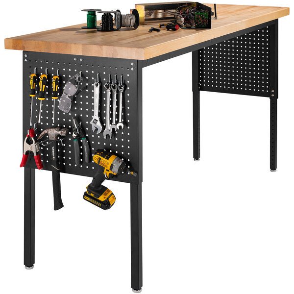 NPS Height Adjustable Utility Table, 24" X 48", Butcherblock Top (National Public Seating NPS-HDT3-2448B) - SchoolOutlet