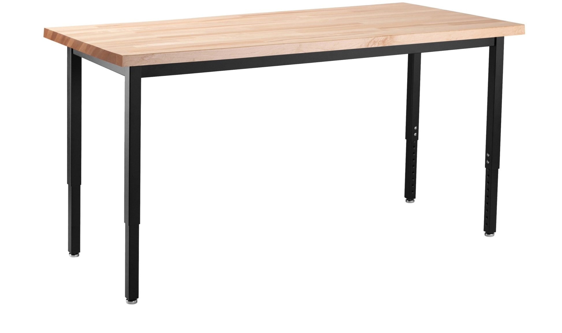 NPS Height Adjustable Utility Table, 24" X 60", Butcherblock Top (National Public Seating NPS-HDT3-2460B) - SchoolOutlet