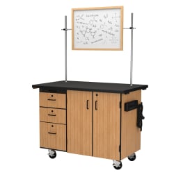 NPS Mobile Science Cart with External Drawers and Pegboard, Chem Res Top (National Public Seating NPS-MSC03) - SchoolOutlet