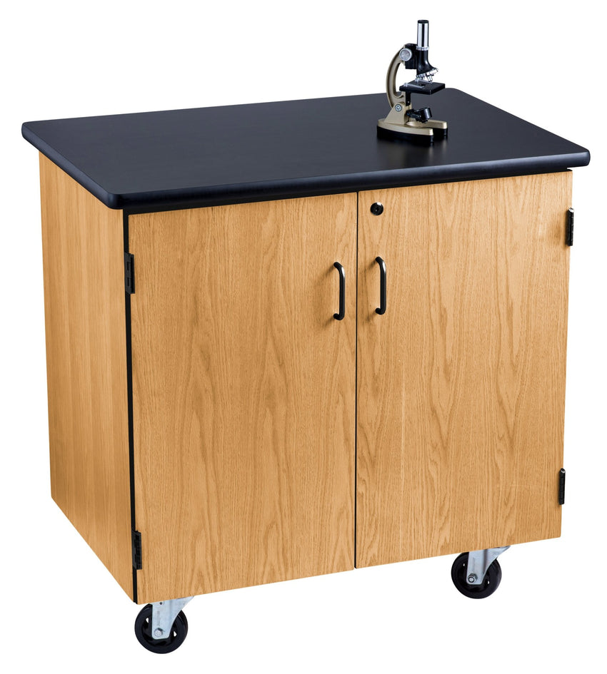 NPS Mobile Science Storage Cabinet with HPL Black Top & Light Oak Frame (National Public Seating NPS-MSC2436) - SchoolOutlet