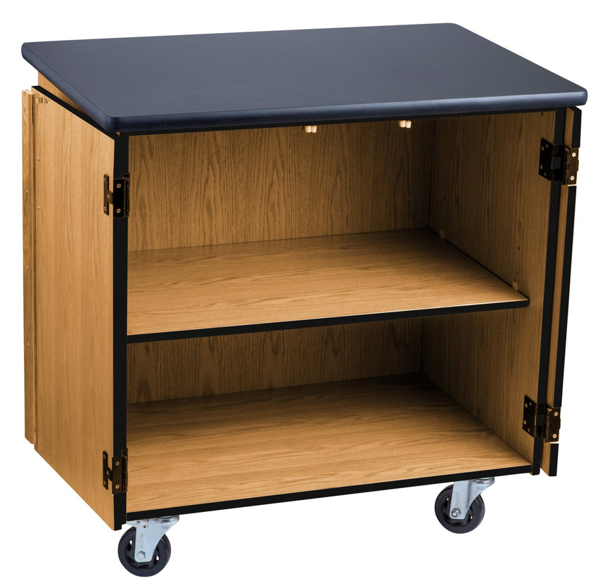 NPS Mobile Science Storage Cabinet with HPL Black Top & Light Oak Frame (National Public Seating NPS-MSC2436) - SchoolOutlet