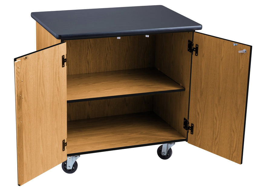 NPS Mobile Science Storage Cabinet with HPL Black Top & Light Oak Frame (National Public Seating NPS-MSC2436) - SchoolOutlet