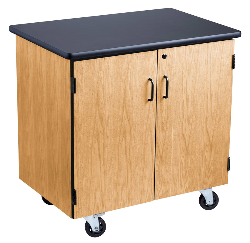 NPS Mobile Science Storage Cabinet with HPL Black Top & Light Oak Frame (National Public Seating NPS-MSC2436) - SchoolOutlet