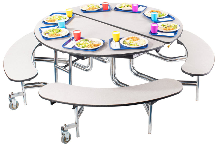 NPS Mobile Cafeteria 60" Round Bench Unit - Seats 8-12 (National Public Seating NPS-MTR60B) - SchoolOutlet