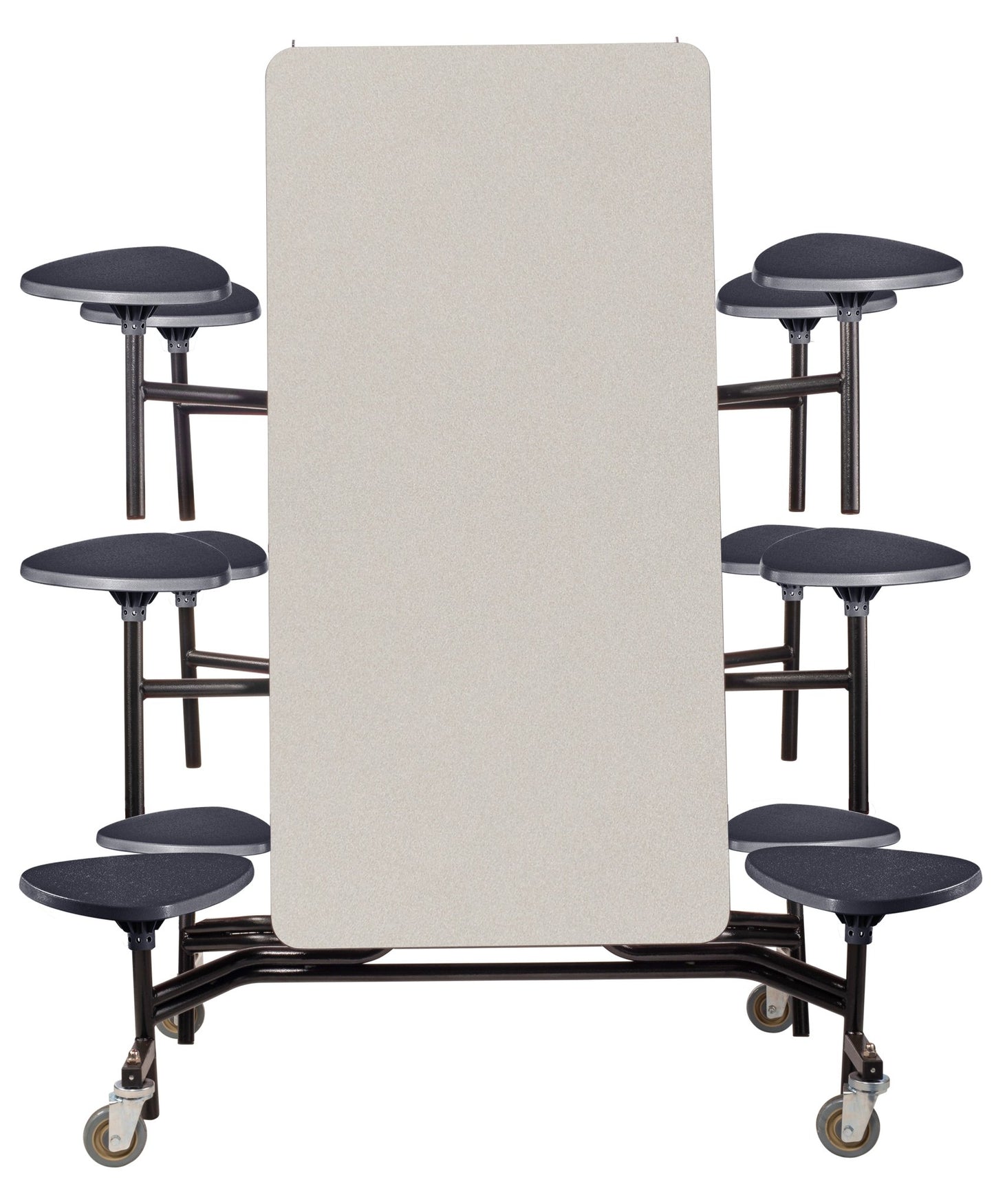 NPS Mobile Cafeteria Table - 30" W x 10' L - 12 Stools - Plywood Core - Protect Edge - Chrome Frame - SchoolOutlet