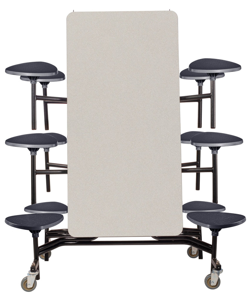 NPS Mobile Cafeteria Table - 30" W x 10' L - 12 Stools - Plywood Core - Protect Edge - Black Powdercoated Frame - SchoolOutlet