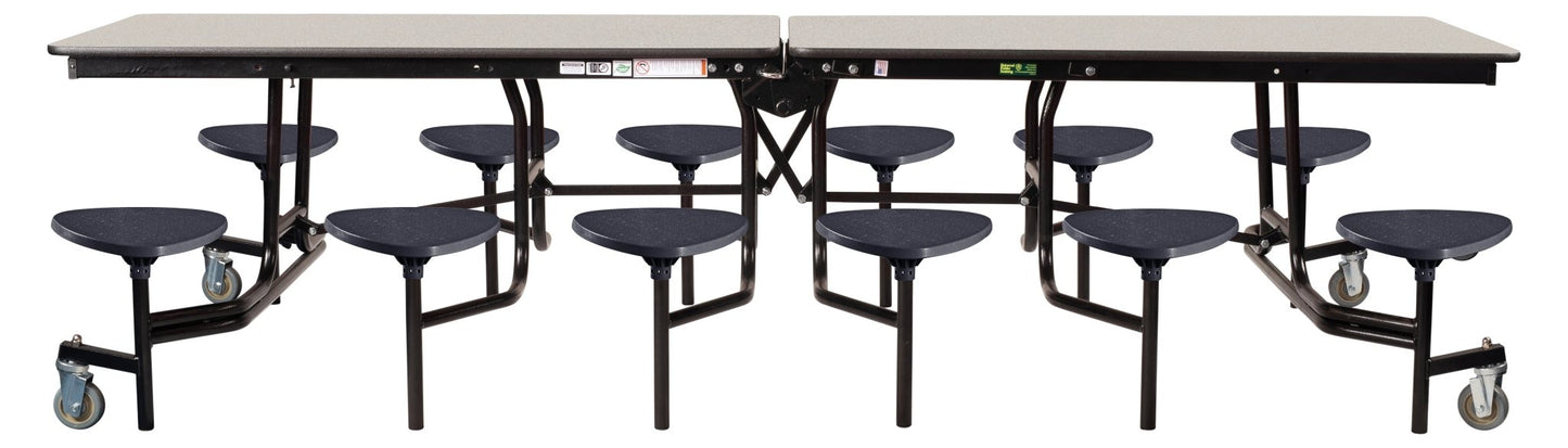 Mobile Cafeteria Lunchroom Stool Table - 30" W x 12' L - 12 Stools - Plywood Core - Protect Edge - Chrome Frame - SchoolOutlet