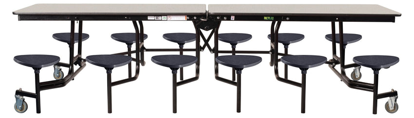 Mobile Cafeteria Lunchroom Stool Table - 30" W x 12' L - 12 Stools - Plywood Core - Protect Edge - Chrome Frame - SchoolOutlet