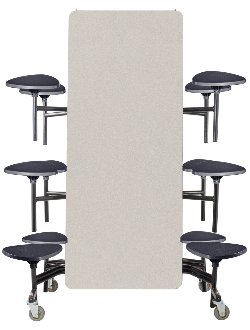 Mobile Cafeteria Lunchroom Stool Table - 30" W x 12' L - 12 Stools - Plywood Core - Protect Edge - Black Powdercoated Frame - SchoolOutlet