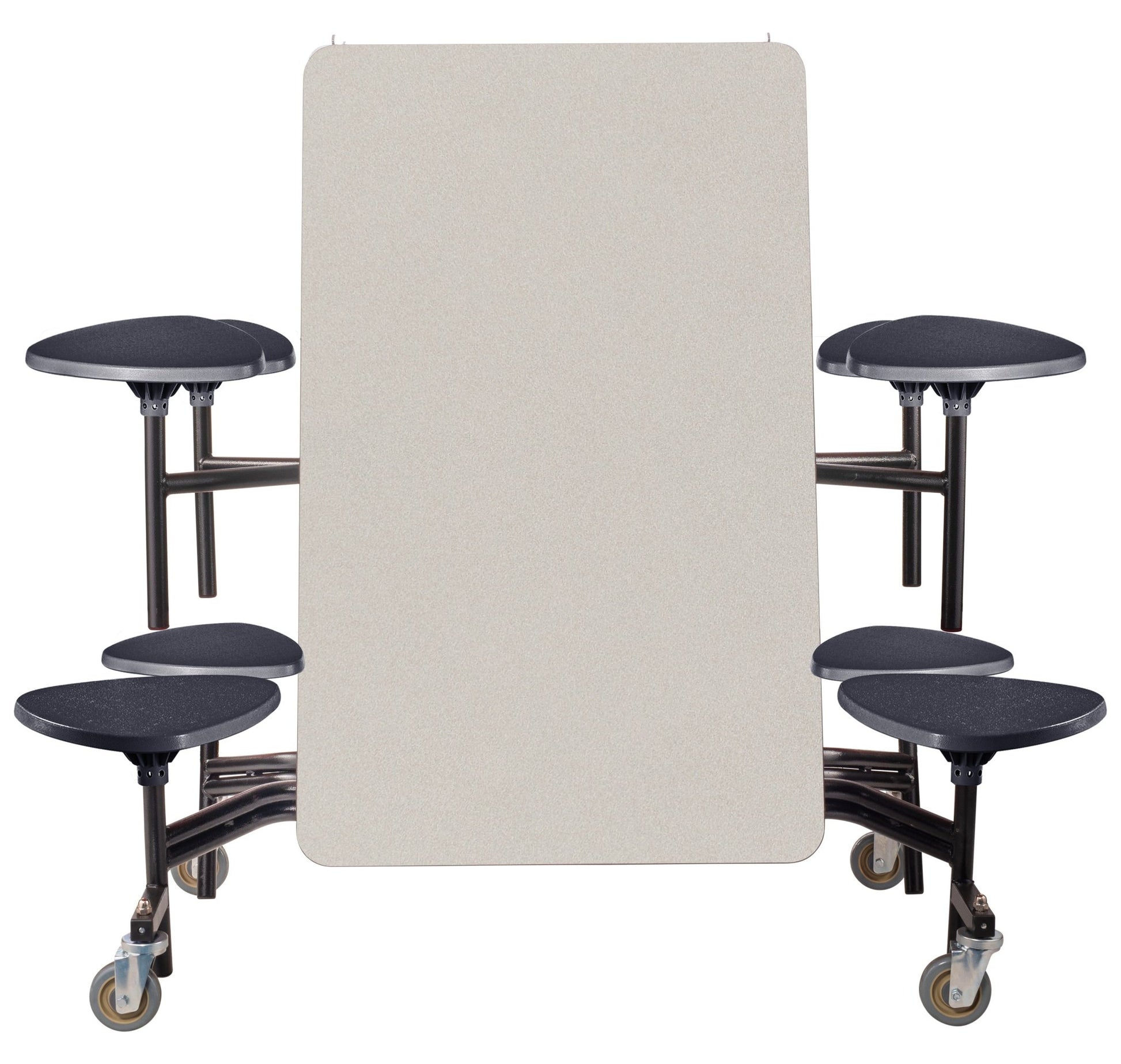 NPS Mobile Cafeteria Table - 30" W x 8' L - 8 Stools - MDF Core - Protect Edge - Black Powdercoated Frame - SchoolOutlet
