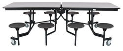 NPS Mobile Cafeteria Table - 30" W x 8' L - 8 Stools - Plywood Core - T-Molding Edge - Chrome Frame