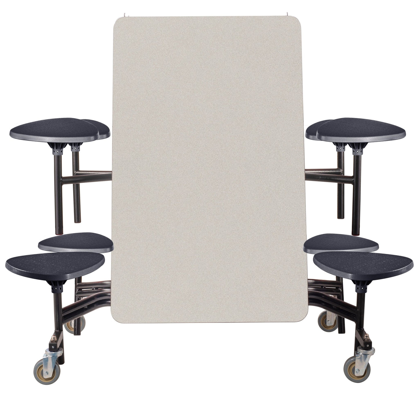 NPS Mobile Cafeteria Table - 30" W x 8' L - 8 Stools - Plywood Core - T-Molding Edge - Black Powdercoated Frame - SchoolOutlet