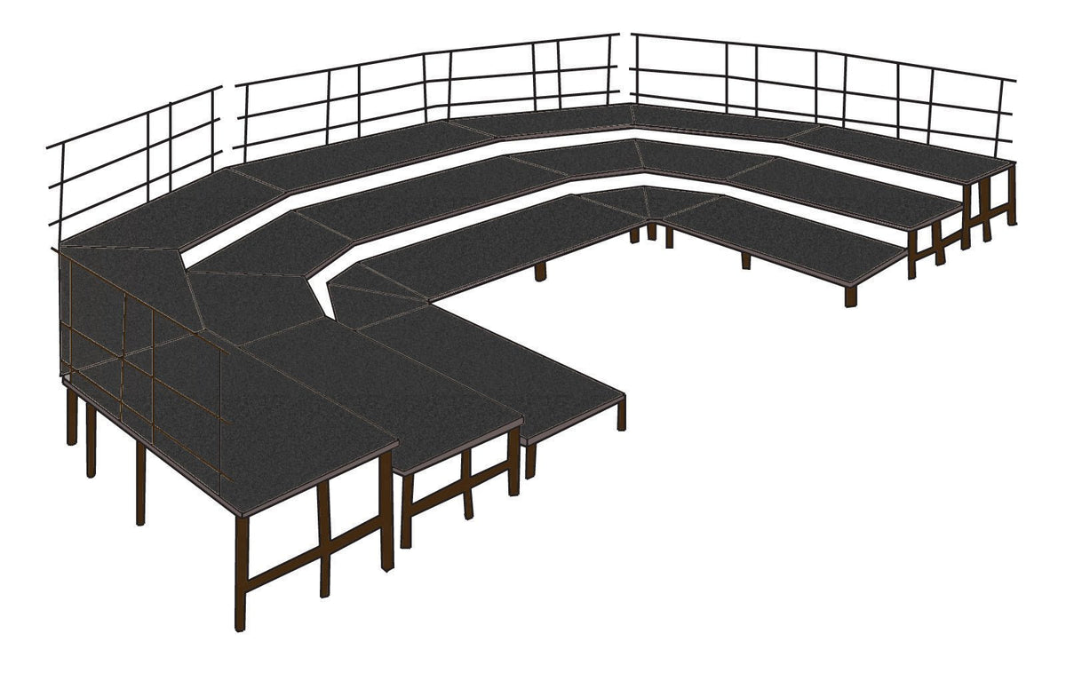 Classroom Risers NPS Seated Choral Riser Set, 3 Level, Stage Configuration Includes ...