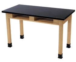 NPS Science Lab Table - Chem-Res Top - Dual Book Compartment - 24" x 54" (National Public Seating NPS-SLT1-2454CB)