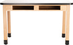 NPS Wood Science Lab Table, 30 x 60 x 30, Whiteboard Top, Book Compartments (National Public Seating NPS-SLT1-3060WB) - SchoolOutlet