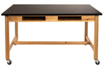 NPS Wood Science Lab Table, 42 x 60 x 30, Chemical Resistant Top, Book Compartments (National Public Seating NPS-SLT1-4260CB) - SchoolOutlet