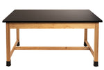 NPS Wood Science Lab Table, 42 x 60 x 30, Chemical Resistant Top, Book Compartments (National Public Seating NPS-SLT1-4260CB) - SchoolOutlet