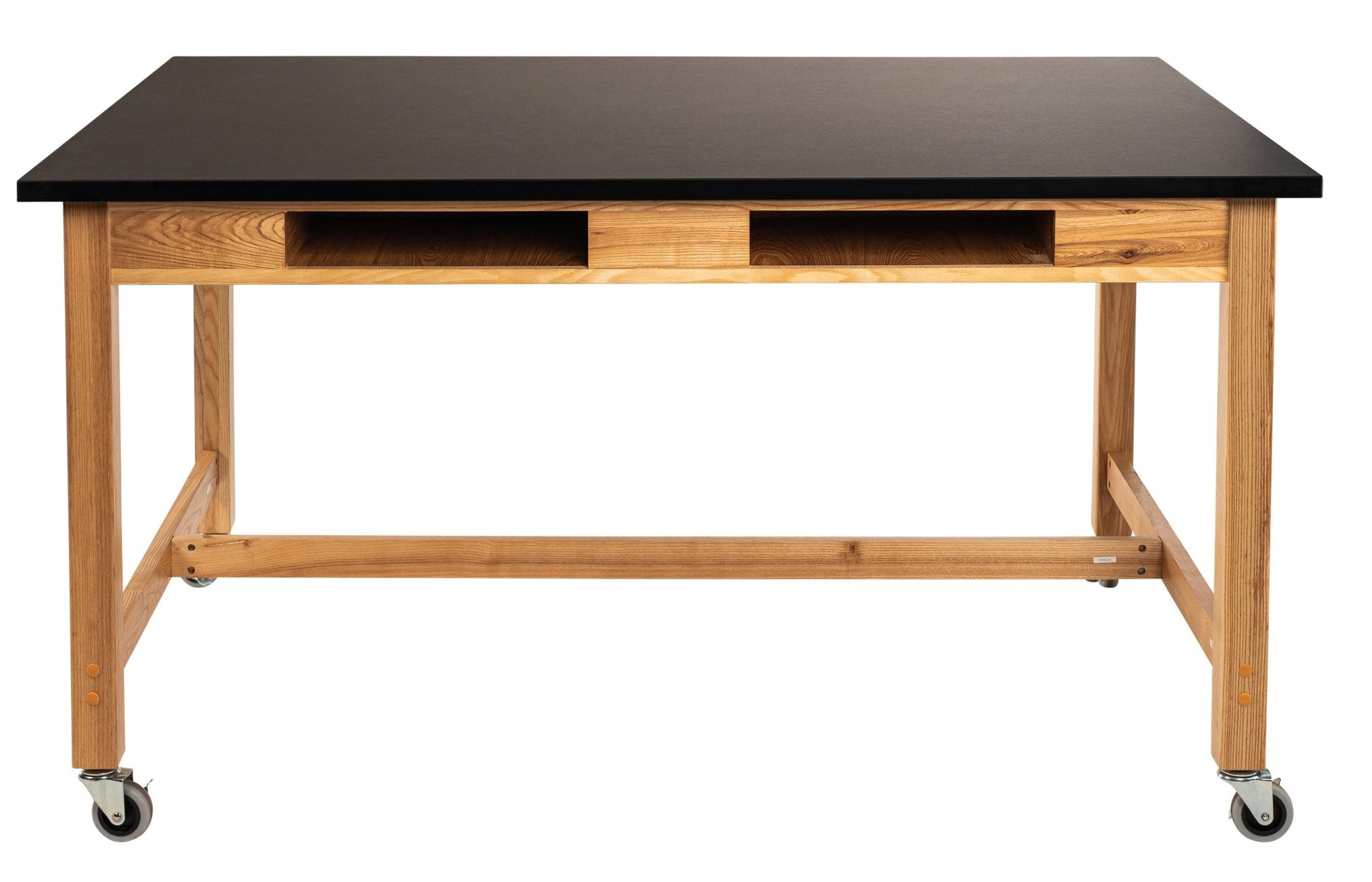 NPS Wood Science Lab Table, 42 x 60 x 30, Phenolic Top, Book Compartments (National Public Seating NPS-SLT1-4260PB) - SchoolOutlet