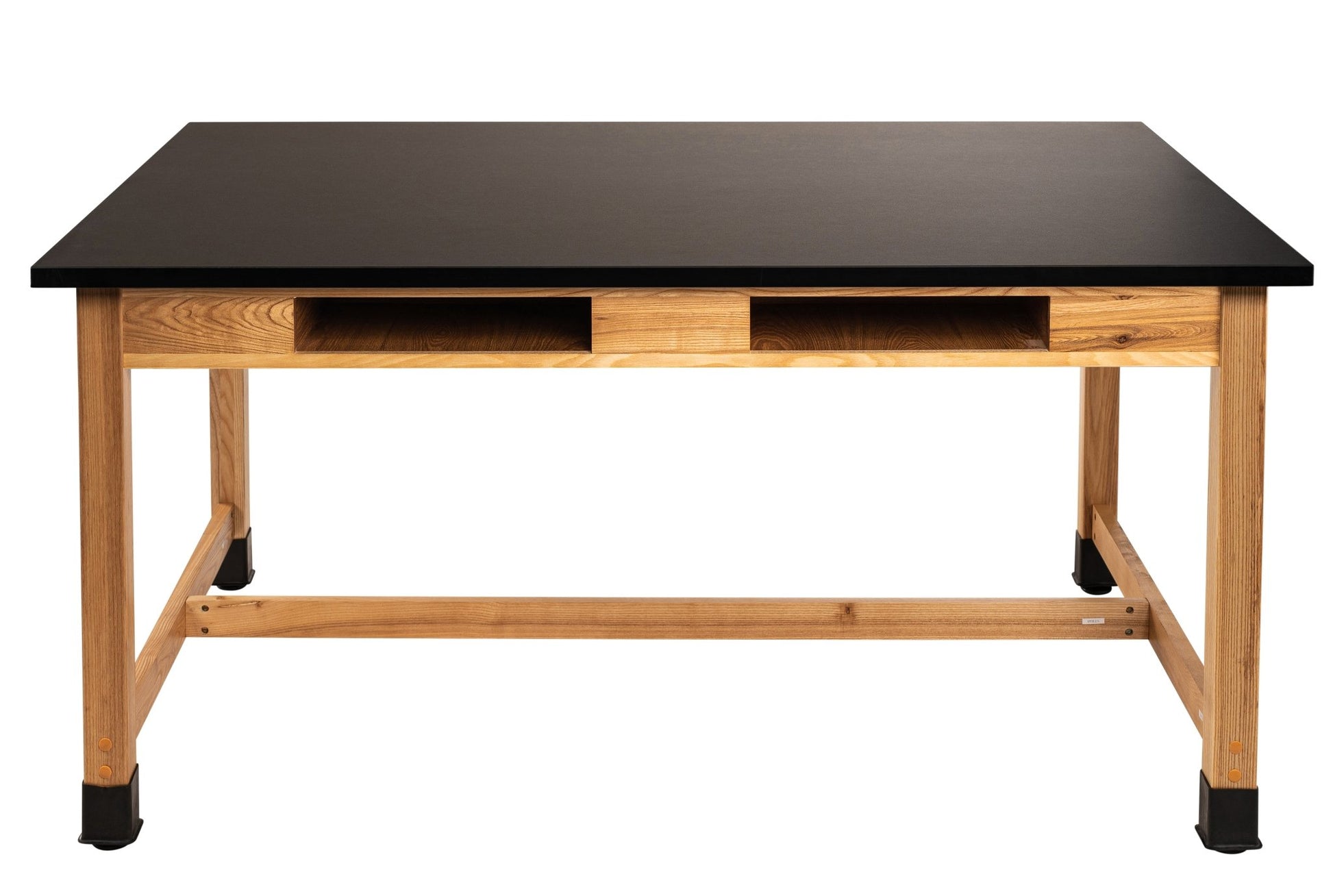 NPS Wood Science Lab Table, 42 x 60 x 30, Phenolic Top, Book Compartments (National Public Seating NPS-SLT1-4260PB) - SchoolOutlet