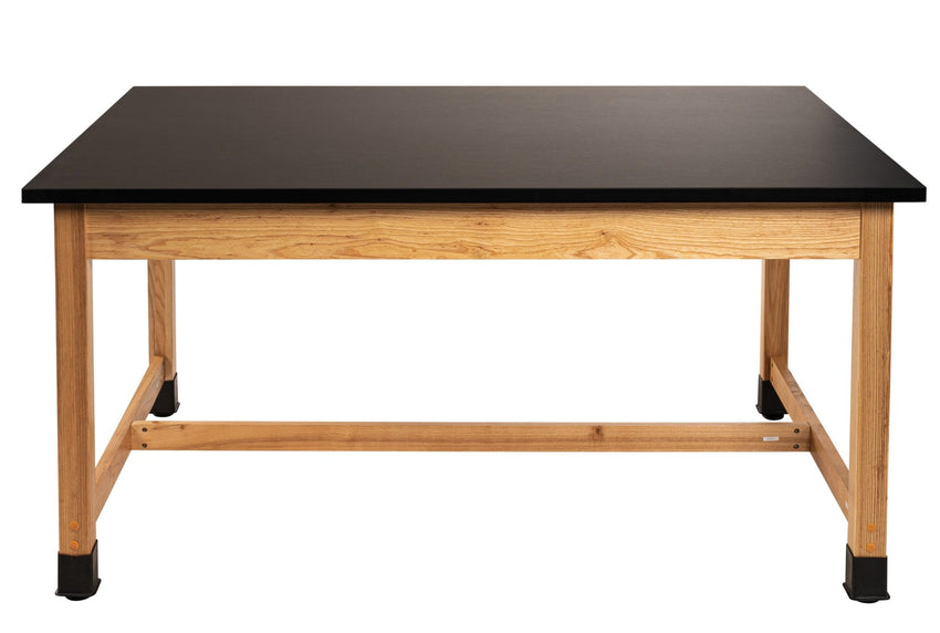 NPS Wood Science Lab Table, 42 x 60 x 30, Phenolic Top, Book Compartments (National Public Seating NPS-SLT1-4260PB) - SchoolOutlet