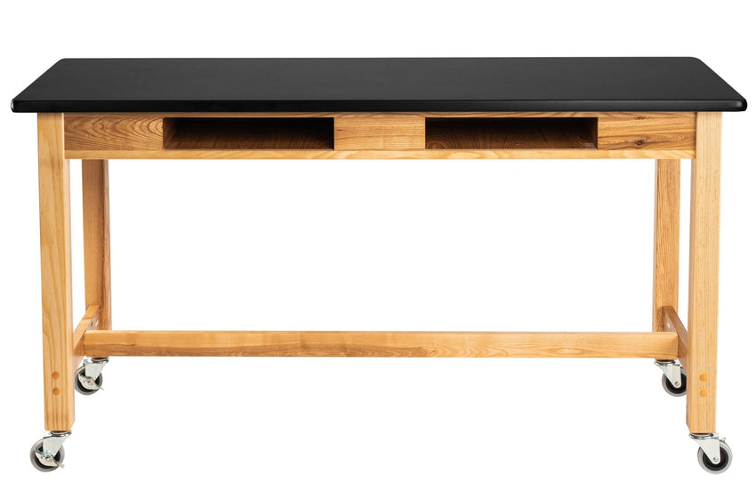 NPS Science Lab Table - High Pressure Laminate Top - w/ Book Compartment - 24"W x 54"D (National Public Seating NPS-SLT2-2454HB) - SchoolOutlet
