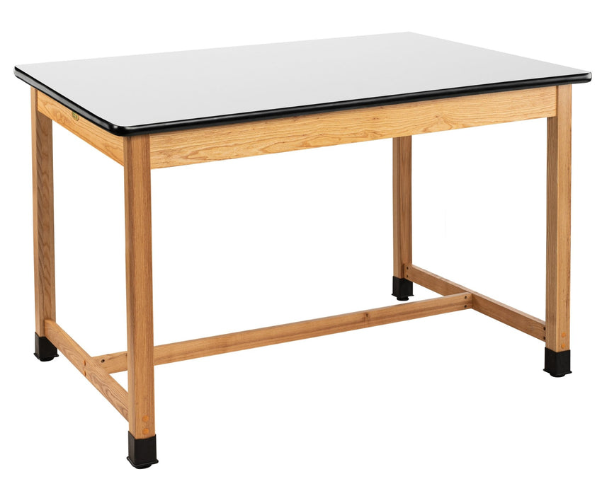 NPS Wood Science Lab Table, 42 x 60 x 36, Whiteboard Top (National Public Seating NPS-SLT2-4260W) - SchoolOutlet