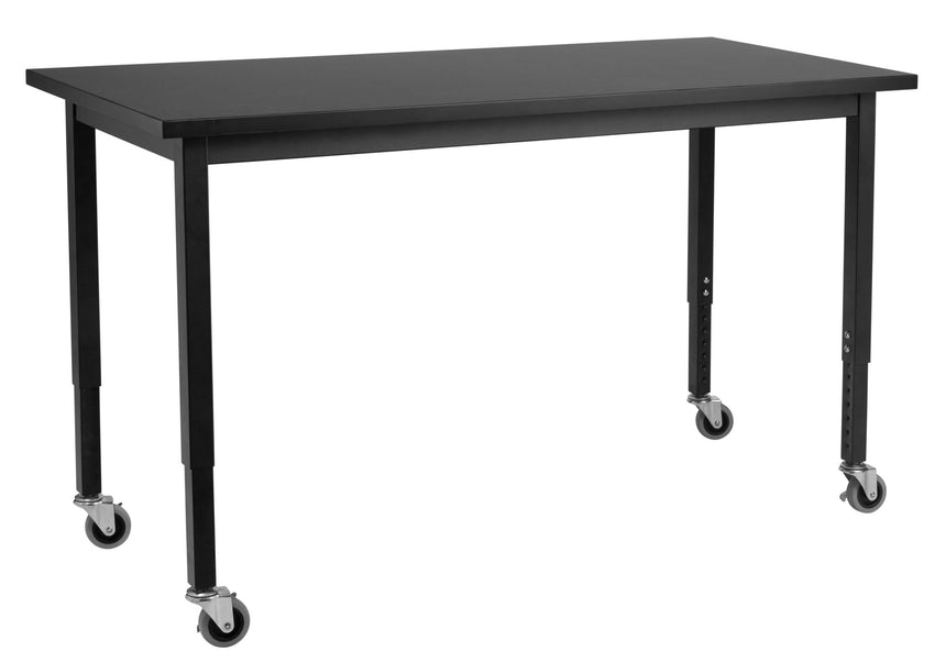 NPS Height Adjustable Science Lab Table, 24" X 60", Phenolic Top, Steel Legs (National Public Seating NPS-SLT3-2460P) - SchoolOutlet