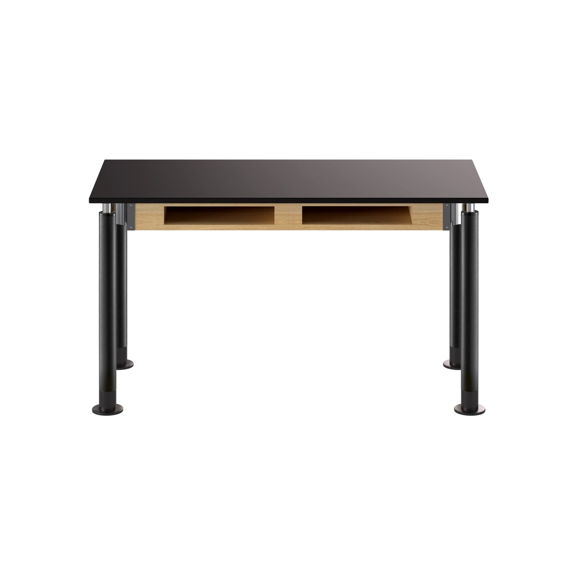 NPS Adjustable Science Lab Table - Chem-Res Top - Dual Book Compartment - 24" x 54" (National Public Seating NPS-SLT4-2454CB) - SchoolOutlet