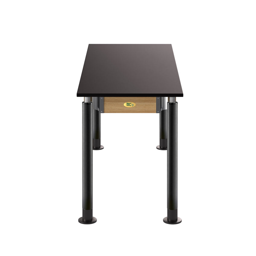 NPS Height Adjustable Science Lab Table, 24" X 60", Phenolic Top, Black Legs (National Public Seating NPS-SLT4-2460P) - SchoolOutlet
