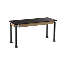 NPS Height Adjustable Science Lab Table, 24" X 60", Phenolic Top, Black Legs (National Public Seating NPS-SLT4-2460P)