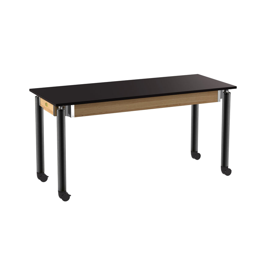 NPS Height Adjustable Science Lab Table, 24" X 60", Phenolic Top, Black Legs (National Public Seating NPS-SLT4-2460P) - SchoolOutlet