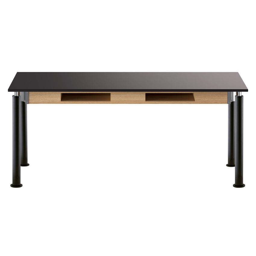 NPS Height Adjustable Science Lab Table, 24" X 72", Phenolic Top, Black Legs (National Public Seating NPS-SLT4-2472P) - SchoolOutlet