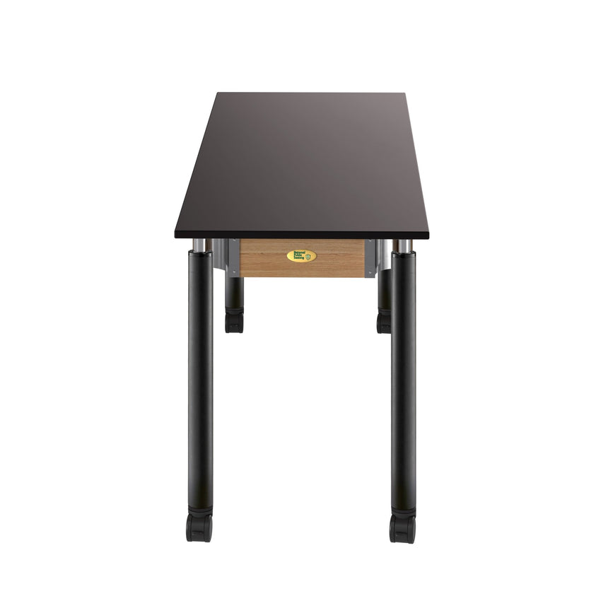 NPS Height Adjustable Science Lab Table, 24" X 72", Phenolic Top, Black Legs (National Public Seating NPS-SLT4-2472P) - SchoolOutlet