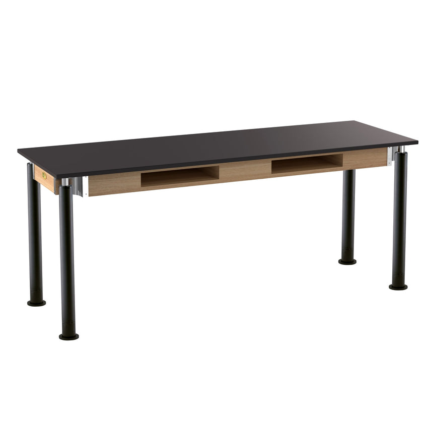 NPS Height Adjustable Science Lab Table, 24" X 72", Phenolic Top, Black Legs (National Public Seating NPS-SLT4-2472P) - SchoolOutlet