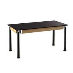 NPS Height Adjustable Science Lab Table, 30" X 60", Phenolic Top, Black Legs (National Public Seating NPS-SLT4-3060P)