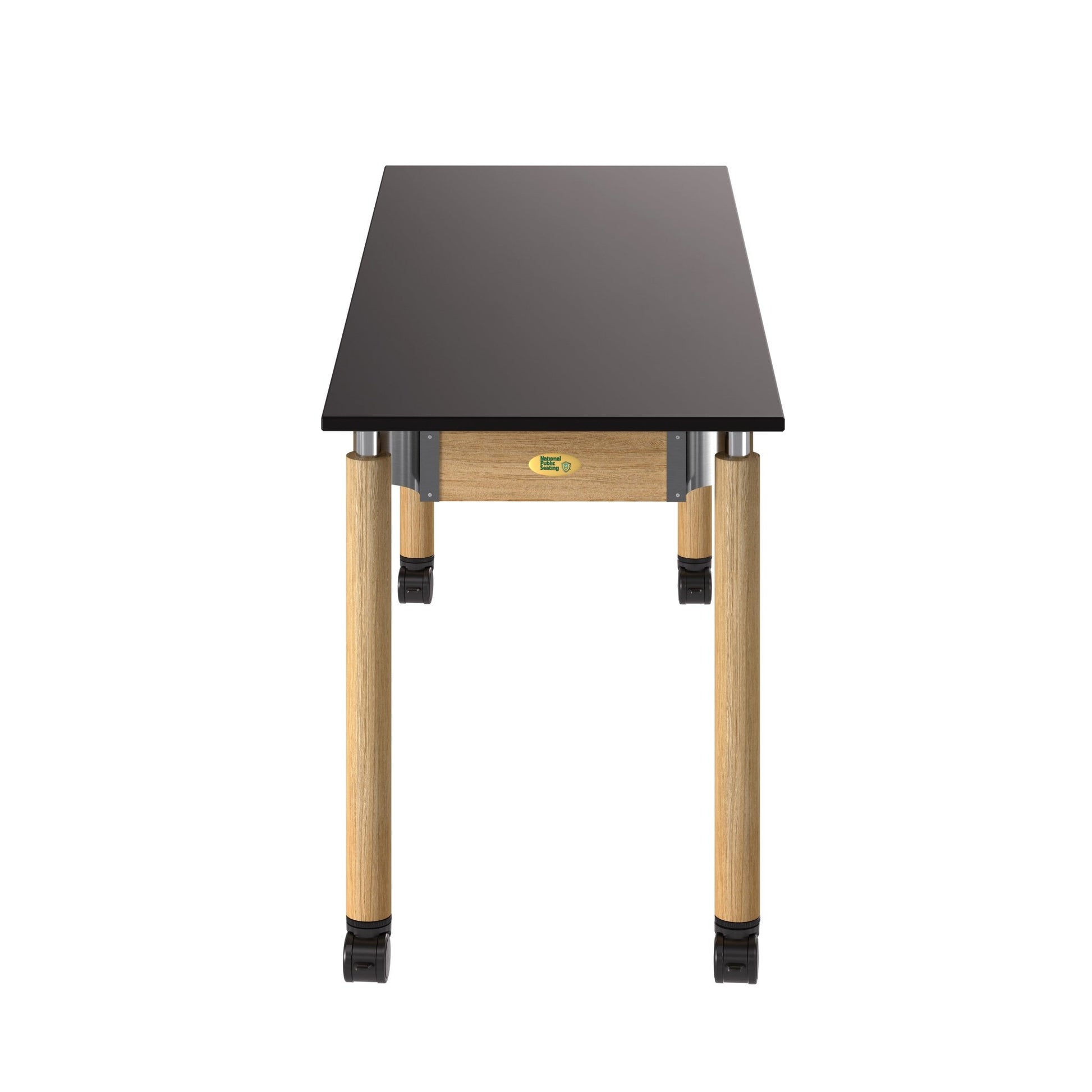NPS Adjustable Science Lab Table - Chem-Res Top - Plain Front - Oak - 24" x 72" (National Public Seating NPS-SLT5-2472C) - SchoolOutlet