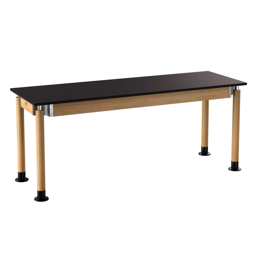 NPS Height Adjustable Science Lab Table, 24" X 72", Phenolic Top, Oak Legs (National Public Seating NPS-SLT5-2472P) - SchoolOutlet